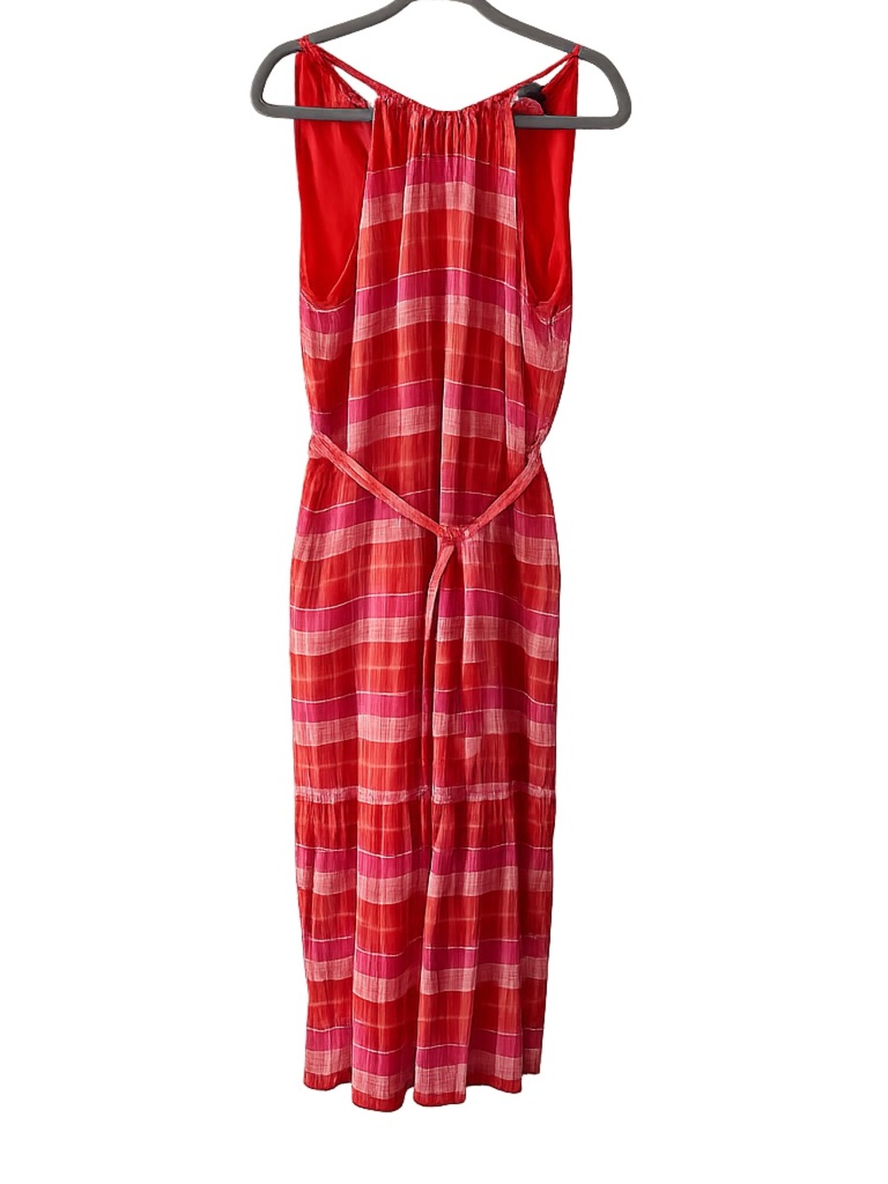 Tommy Hilfiger Coral and Pink Plaid Maxi Dress size 4